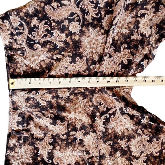 ANN Taylor Casual Summer Brown Floral Retro Women's Capri Corduroy Pant. Size 12 - Picture 5 of 8
